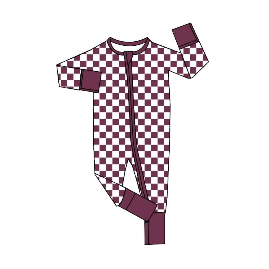 Long sleeves plaid baby kids zipper romper