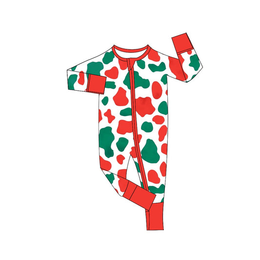 Green red camo baby girls Christmas zip romper