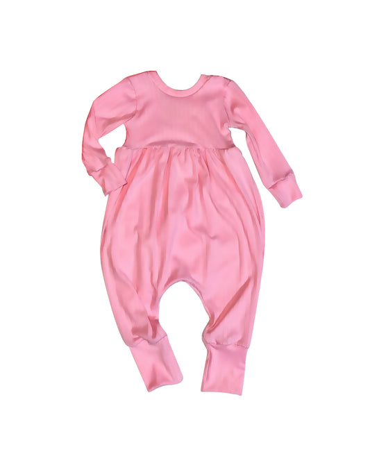 Long sleeves pink cotton baby girls romper