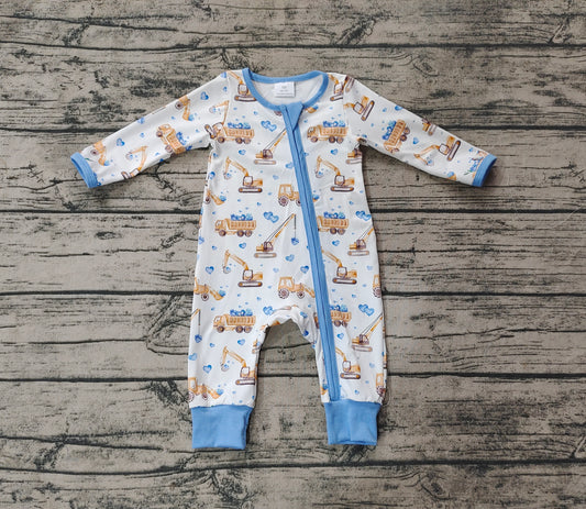 Light blue heart constructions baby boys valentine's romper