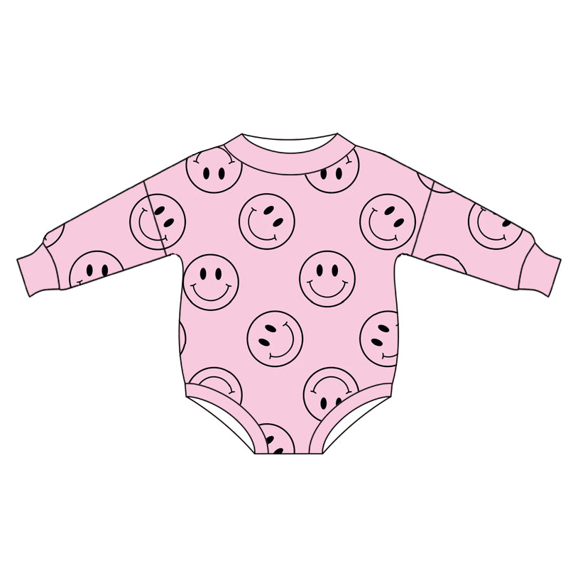 Long sleeves pink smile baby girls romper