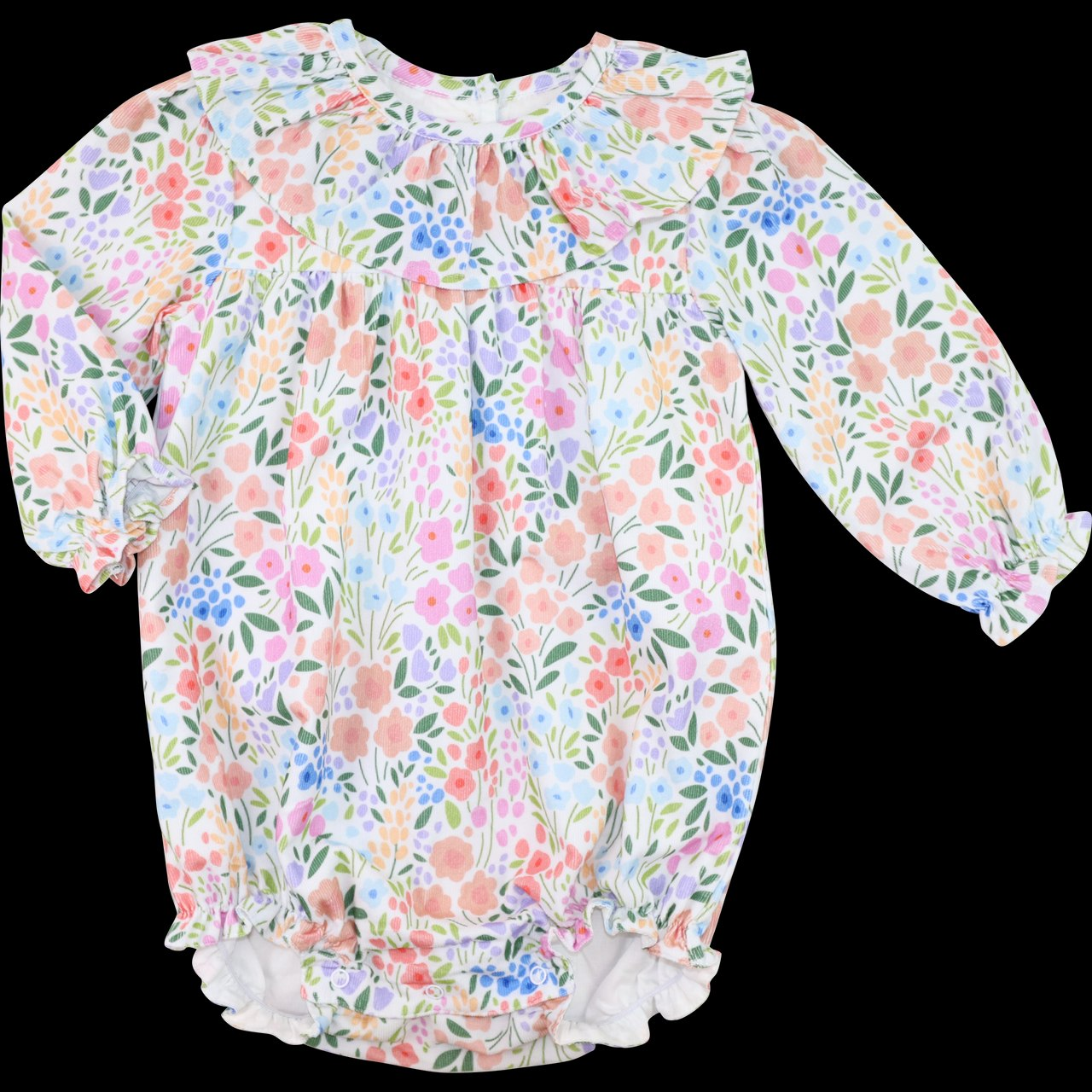 Ruffle long sleeves floral baby girls romper