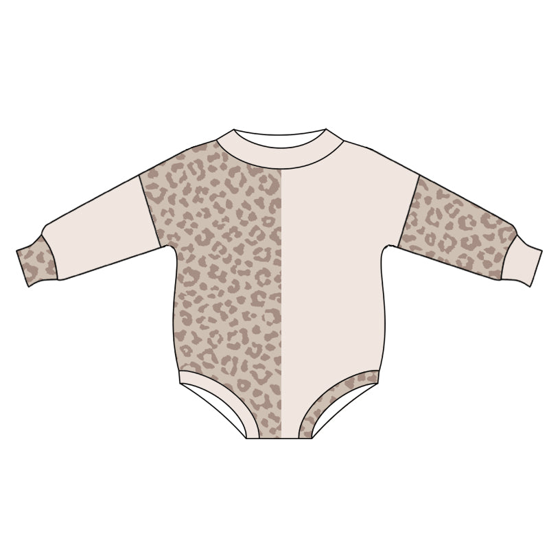 Long sleeves leopard baby girls romper