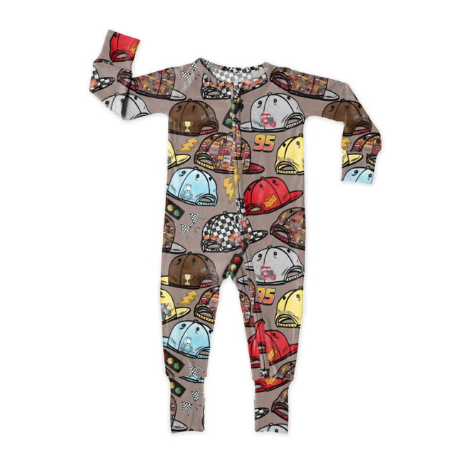 Long sleeves cars hat baby kids zipper romper