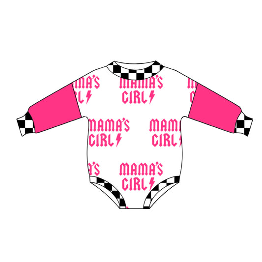 Hot pink long sleeves mama's girl thunder baby romper