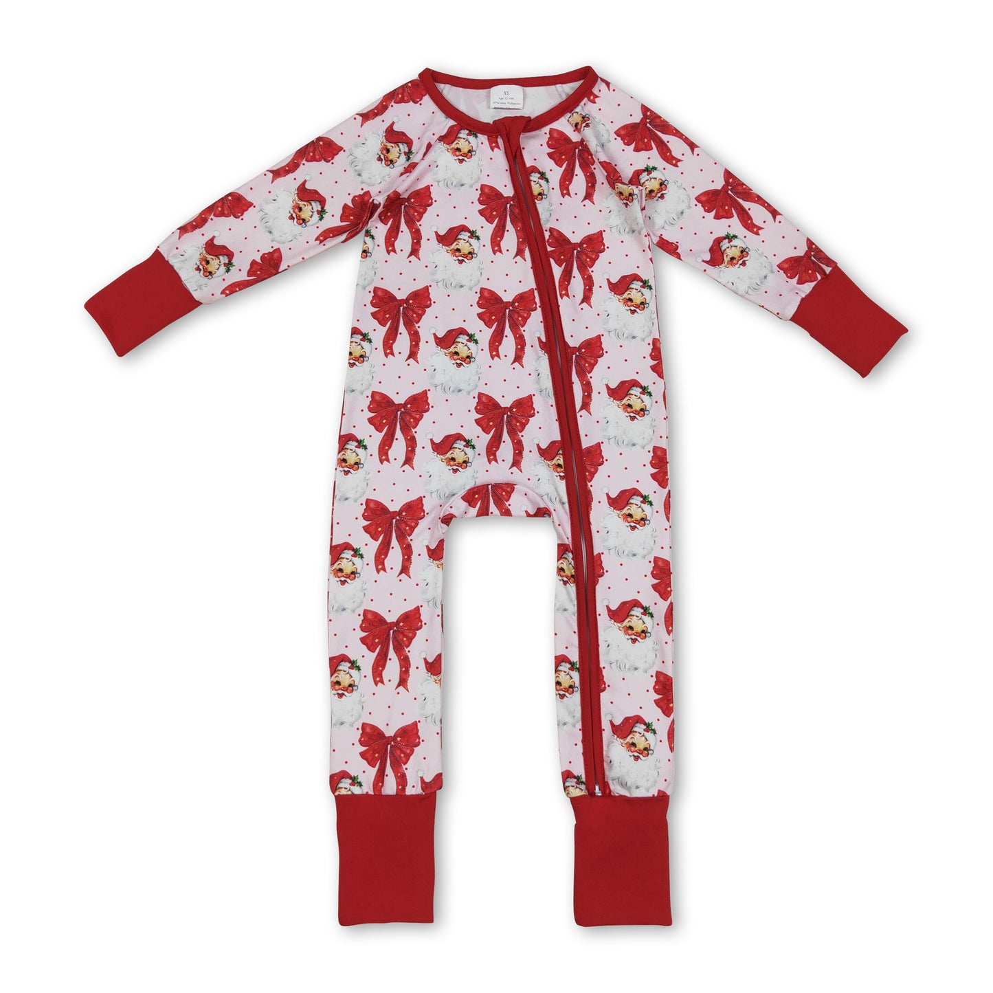 Long sleeves santa bow baby girls Christmas romper