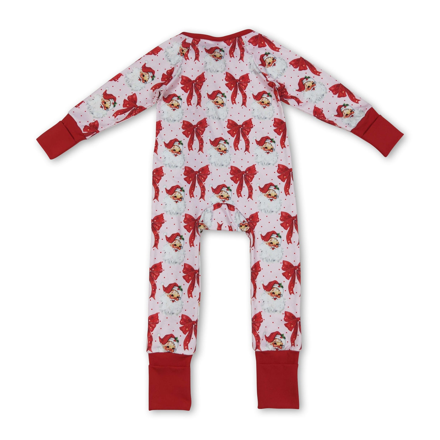 Long sleeves santa bow baby girls Christmas romper