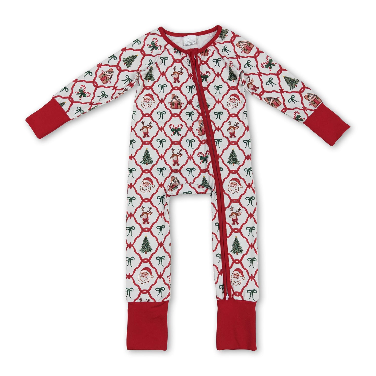 Long sleeves santa bow gingerbread baby Christmas romper ship from US