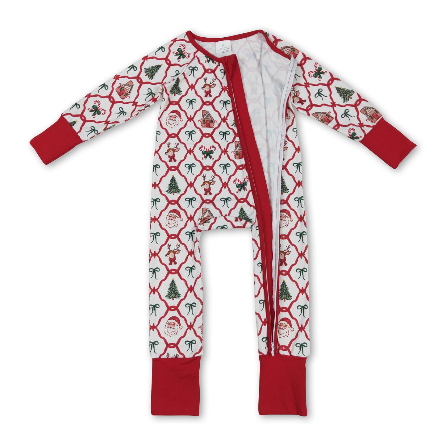 Long sleeves santa bow gingerbread baby Christmas romper ship from US