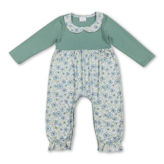 Long sleeves floral ruffle baby girls romper