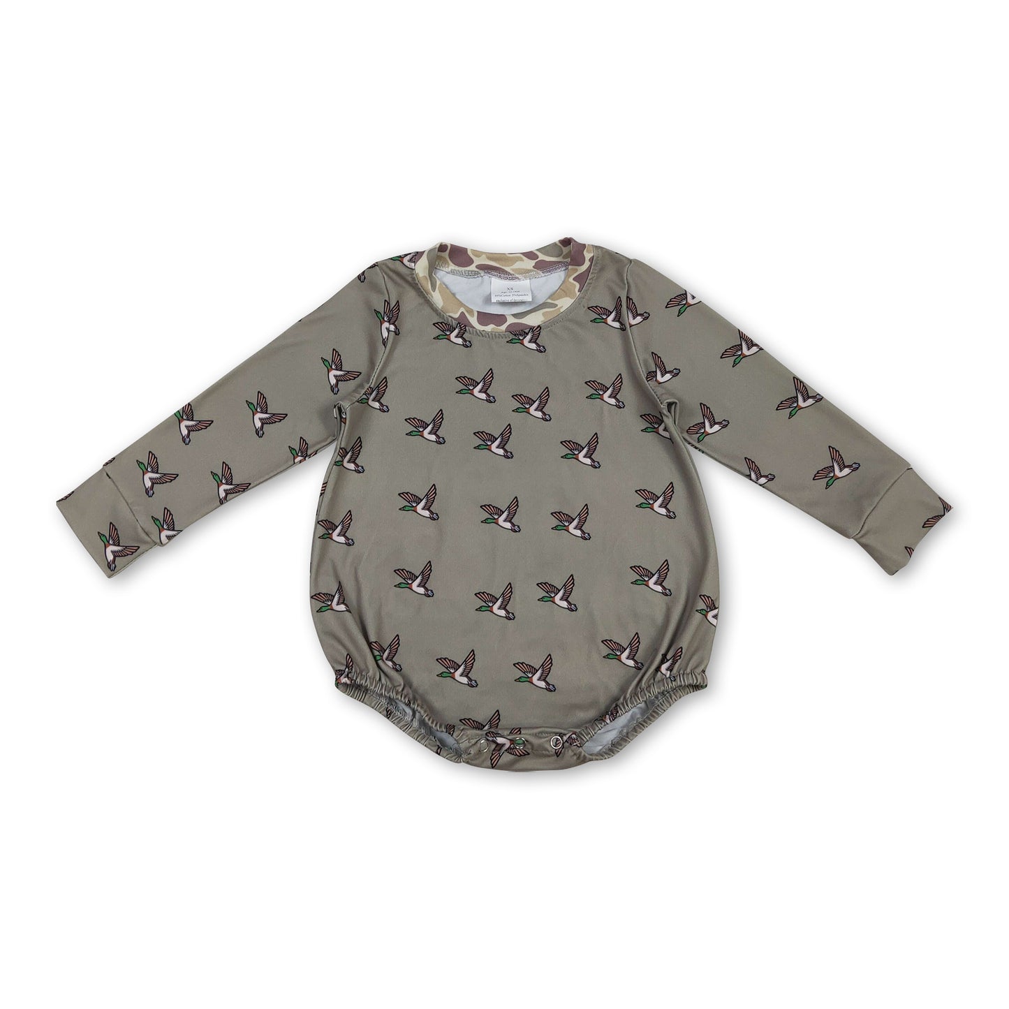 Long sleeves camo duck baby boy hunting romper