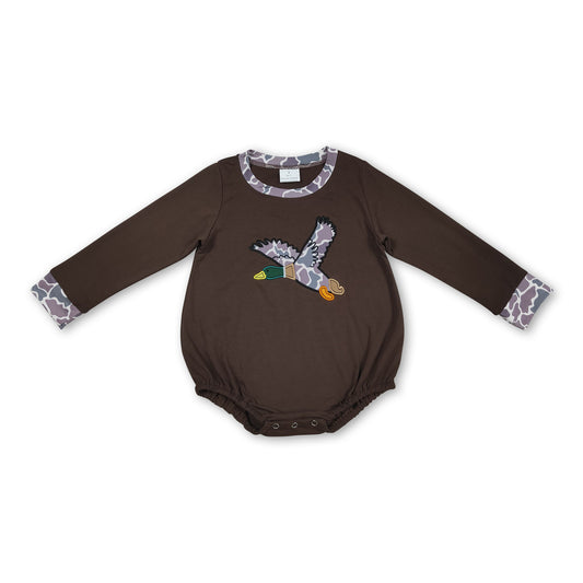 Long sleeves brown camo duck baby boy romper ship from US
