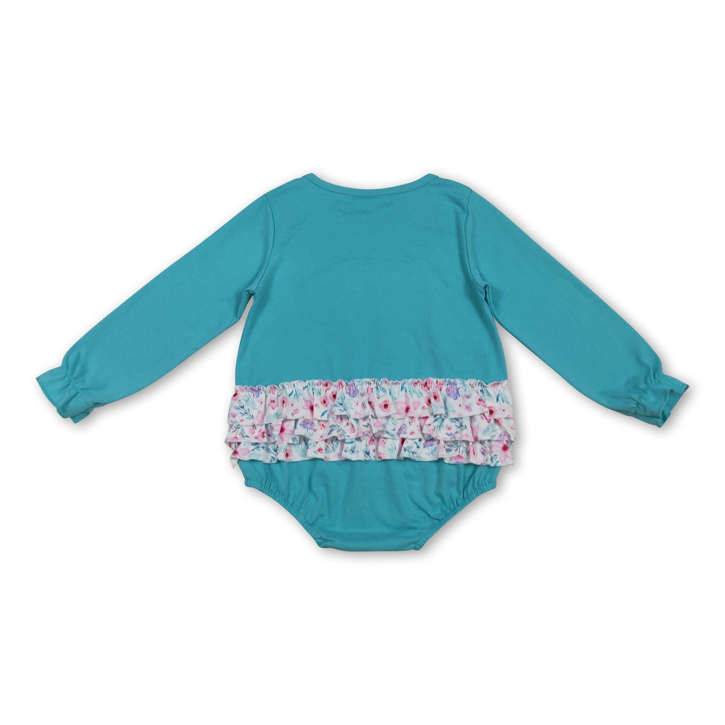 Long sleeves floral bow ruffle baby girls fall romper