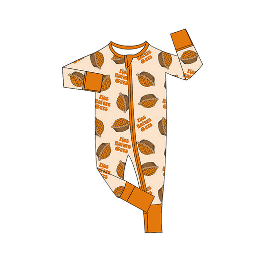 Long sleeves pumpkin pie baby kids Thanksgiving zip romper