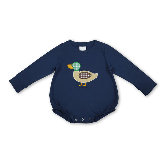 Navy long sleeves duck hunting baby boy romper