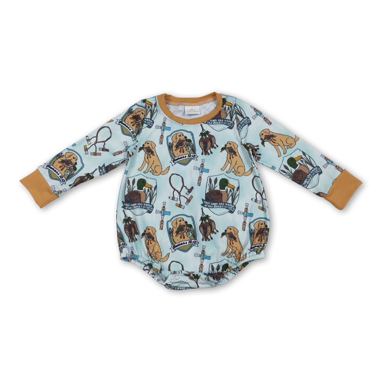 Long sleeves duck dog hunting baby boy romper