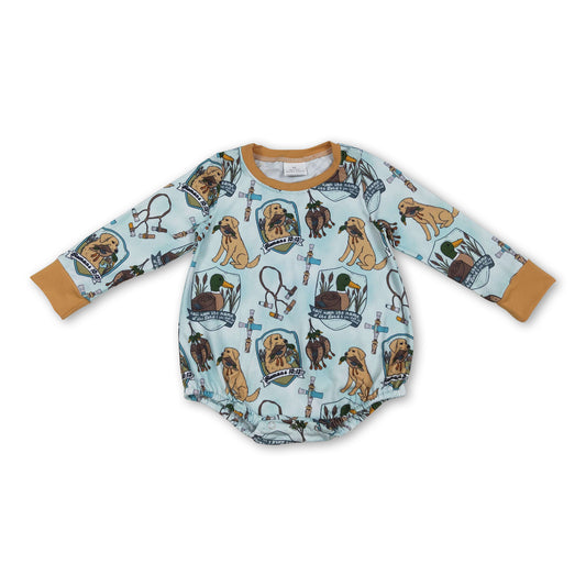 Long sleeves duck dog hunting baby boy romper