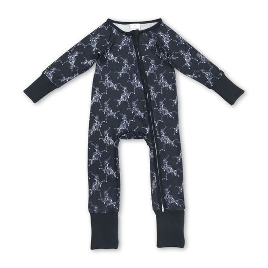 Black rodeo western baby Halloween zipper romper