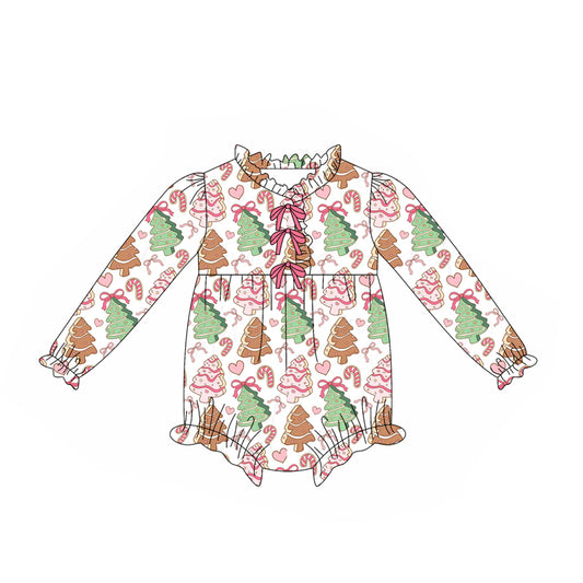 Christmas tree cake candy cane bow heart baby girl romper