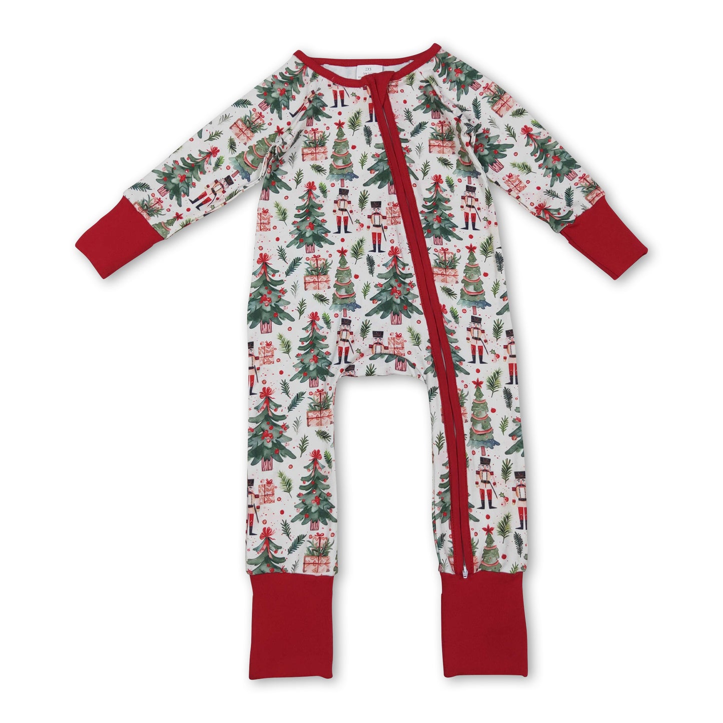 Long sleeves Christmas tree ballet baby zipper romper