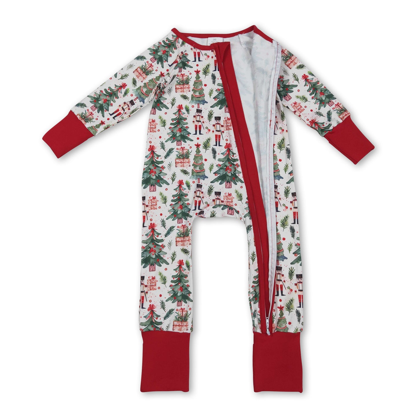 Long sleeves Christmas tree ballet baby zipper romper