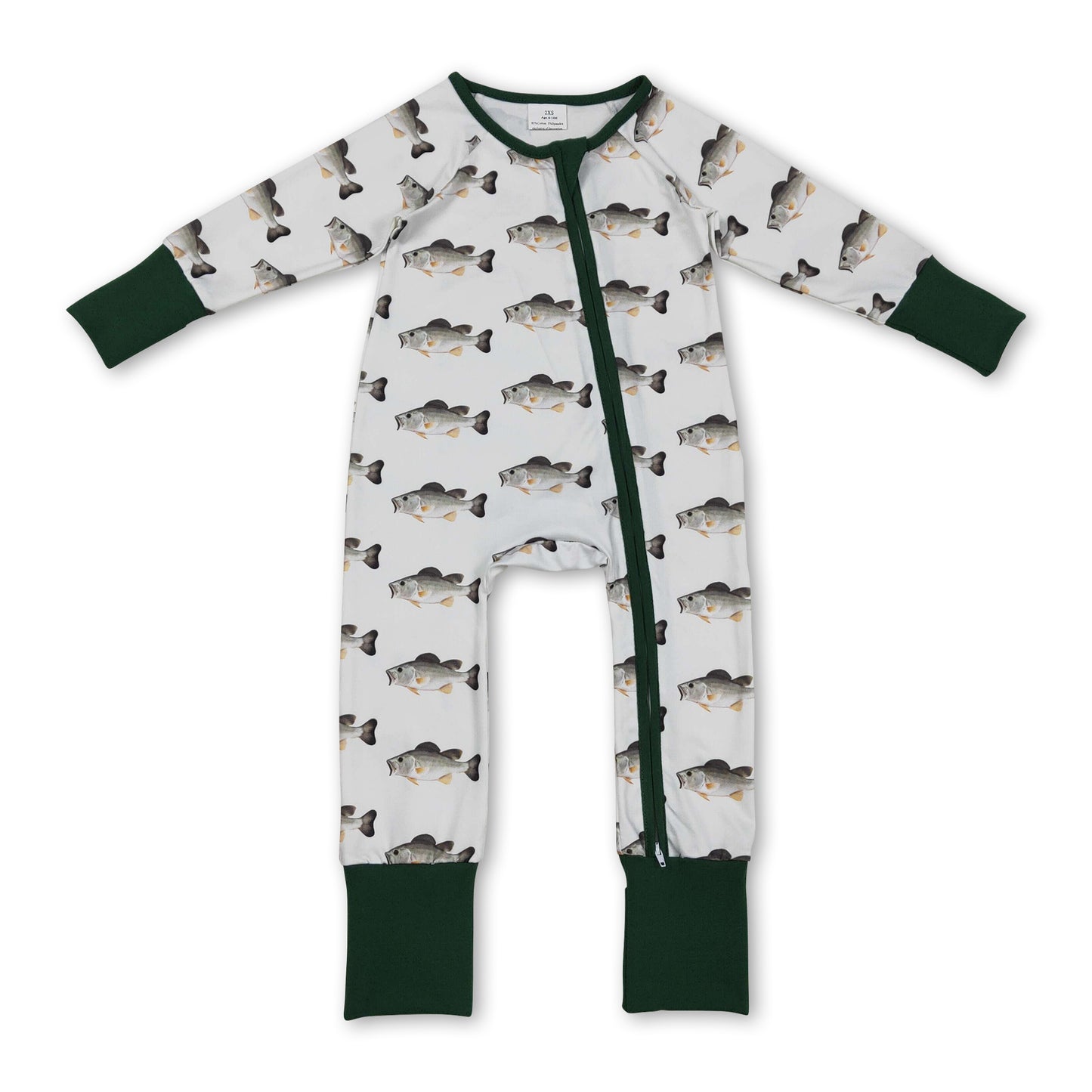 Long sleeves fish baby boy zipper romper