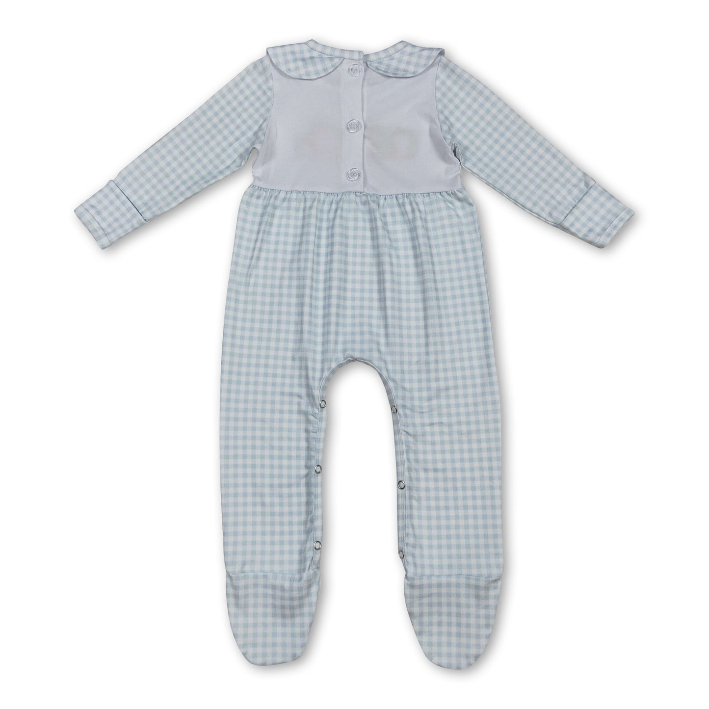 Long sleeves plaid pumpkin baby boy fall footed romper