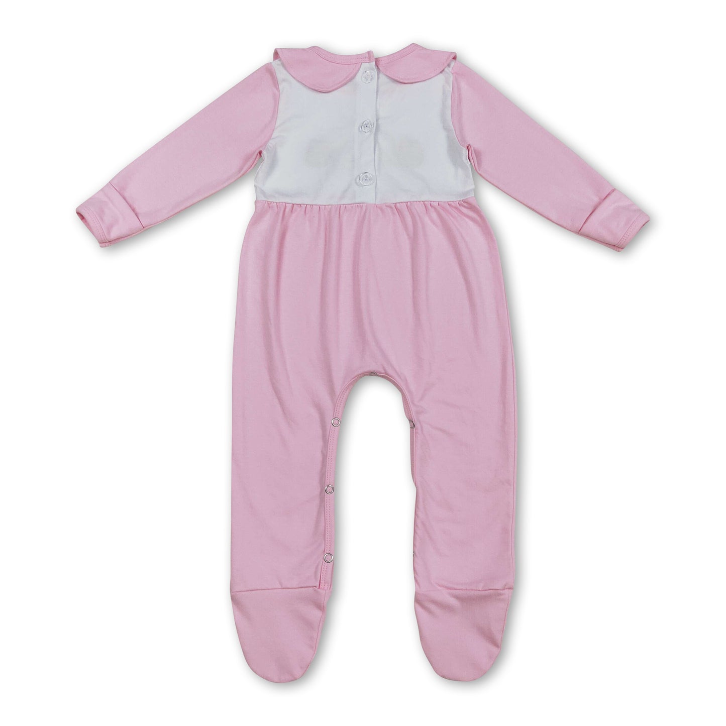 Pink pumpkin turkey baby girl Thanksgiving footed romper