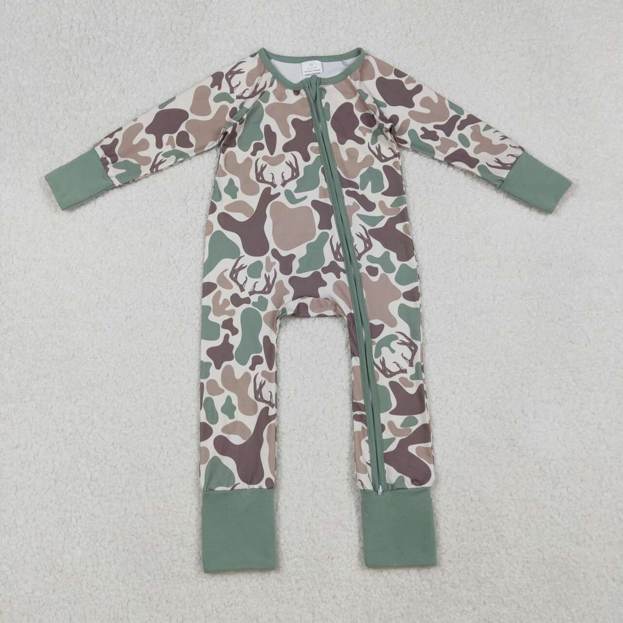 Long sleeves camo deer hunting baby boy zipper romper