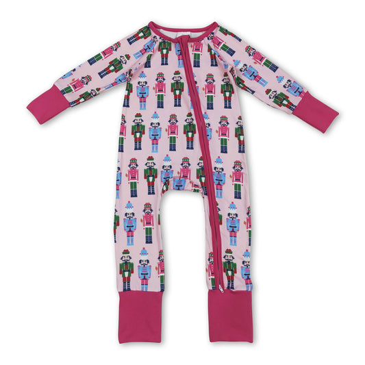 Pink ballet baby girls Christmas zipper romper