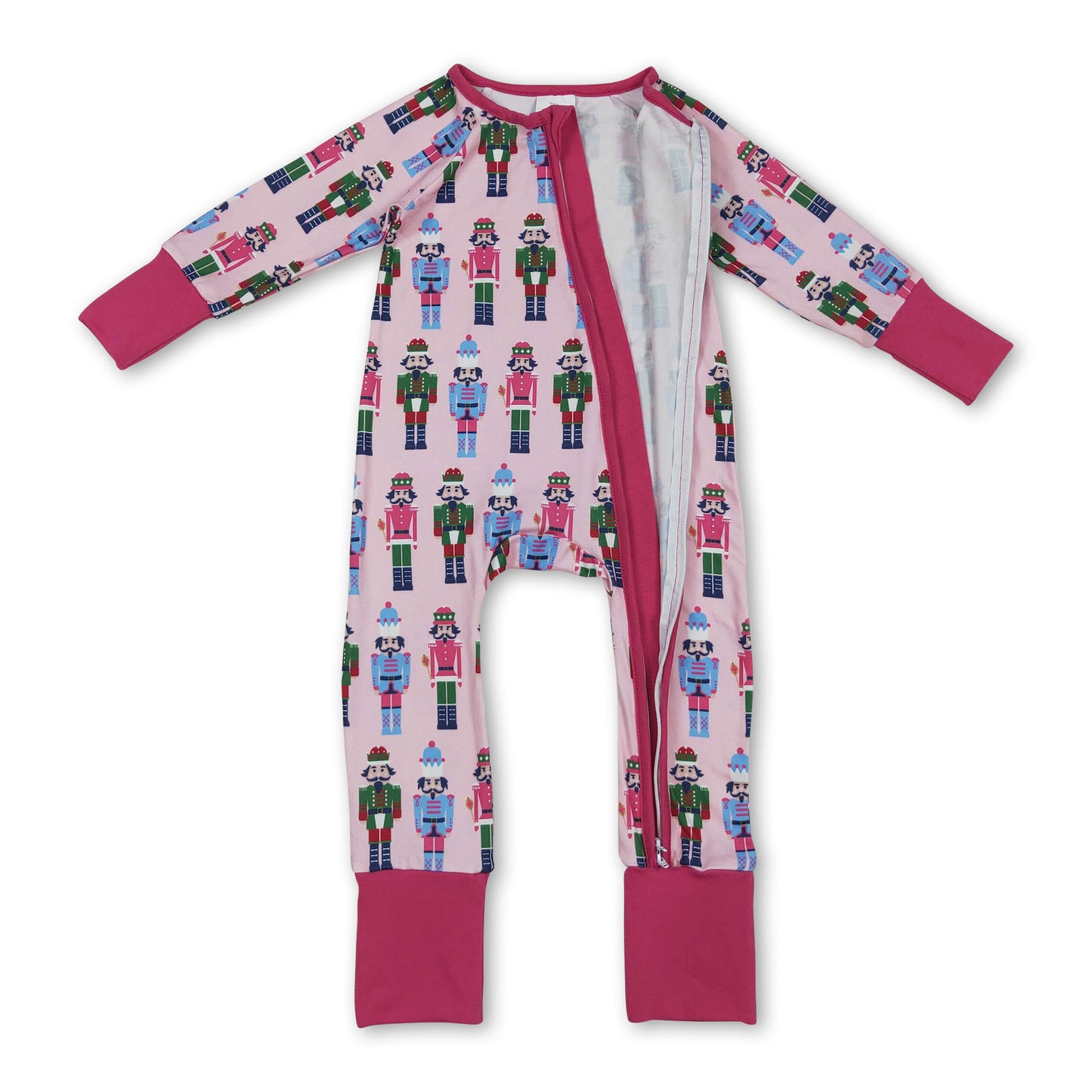 Pink ballet baby girls Christmas zipper romper