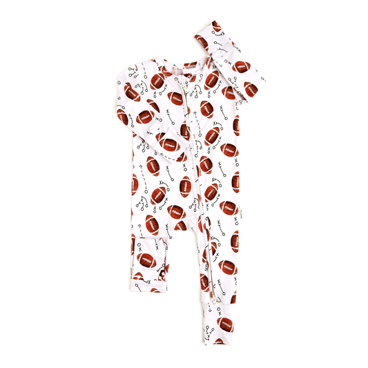 Long sleeves football baby kids zipper romper