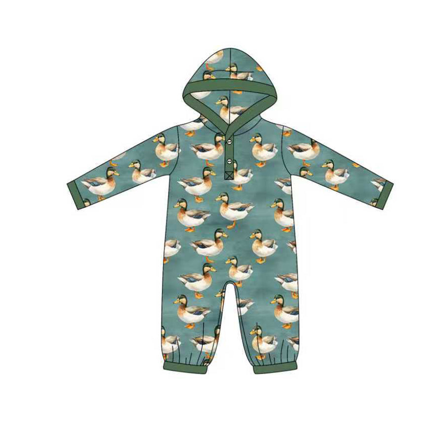 Long sleeves duck baby boy hooded romper