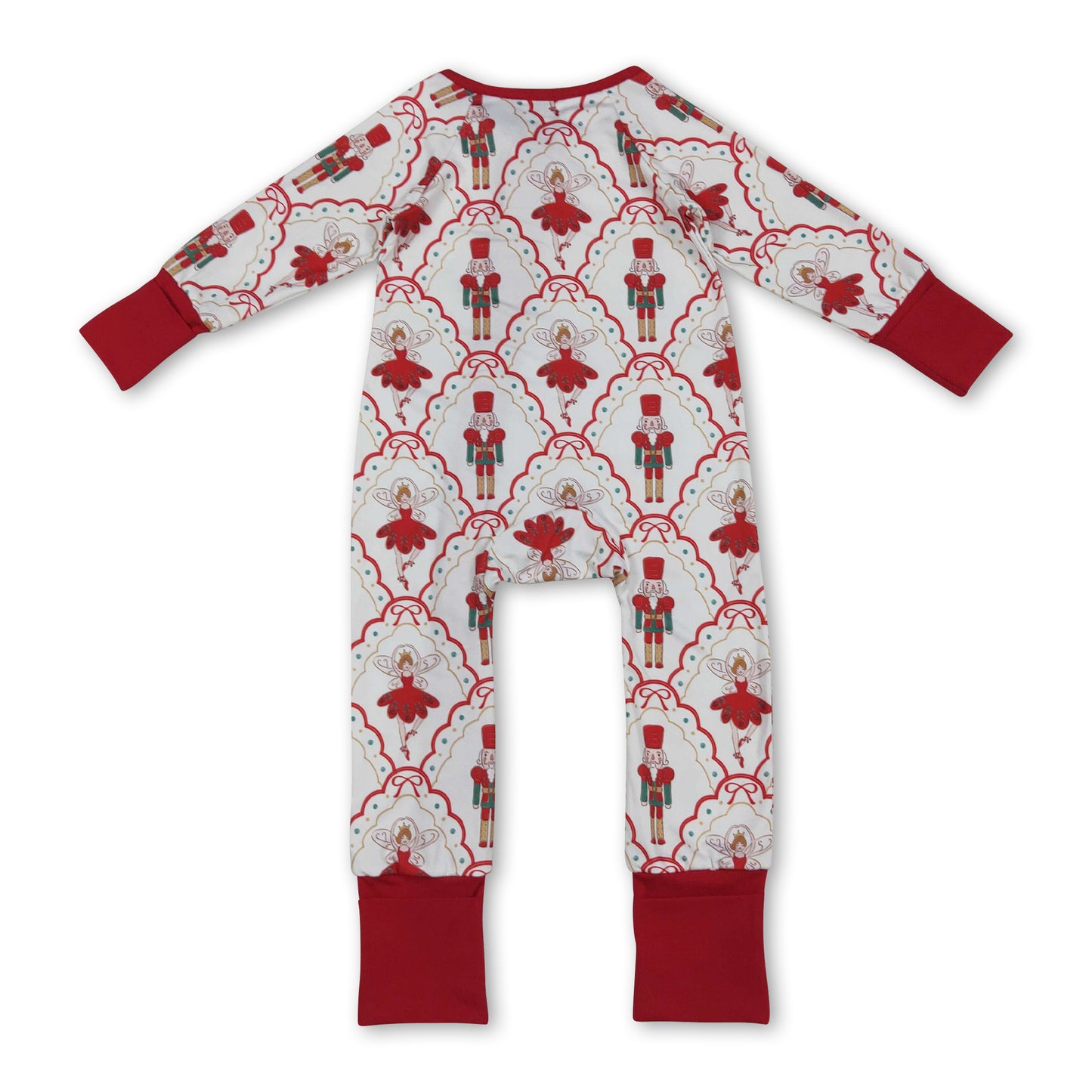 Red bow ballet baby girls Christmas zipper romper