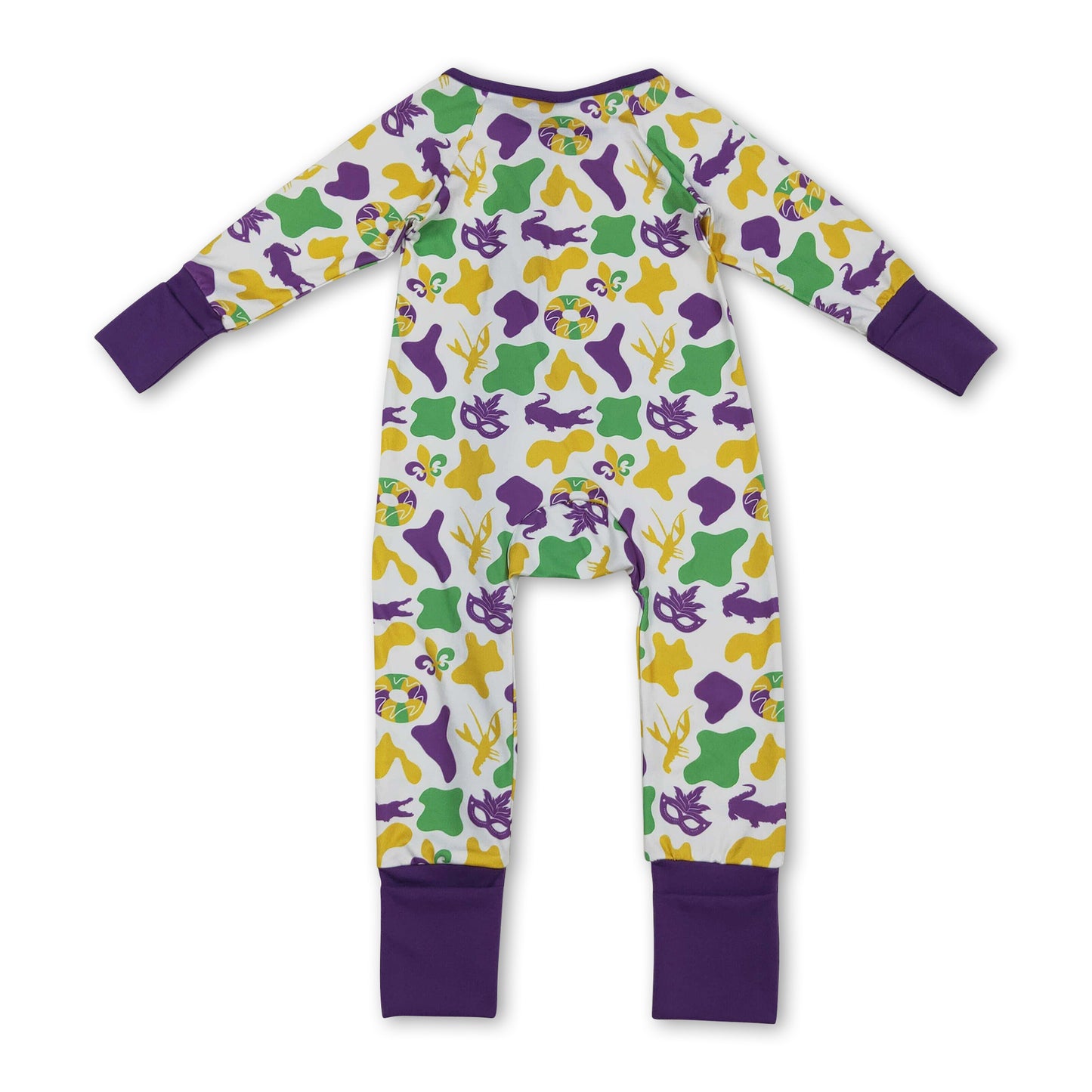 Crocodile crawfish baby kids zipper Mardi Gras romper