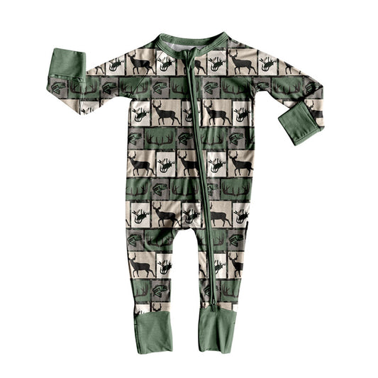 Long sleeves deer fishing hunting baby kids zipper sleeper