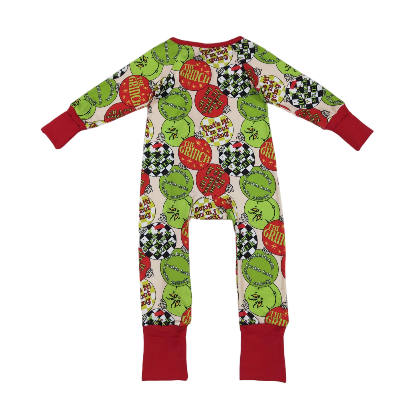 Green face ornaments baby Christmas zipper romper