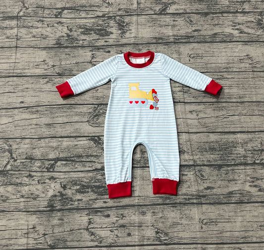 Heart constructions long sleeves boy Valentine's romper