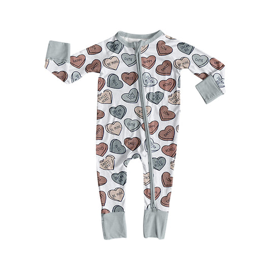long sleeves valentine heart baby boy romper