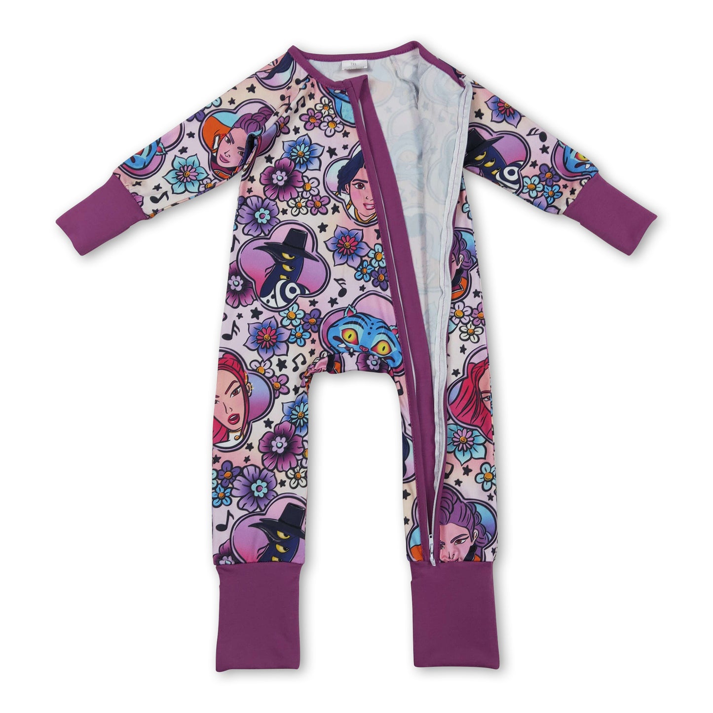 long sleeves purple cartoon baby romper