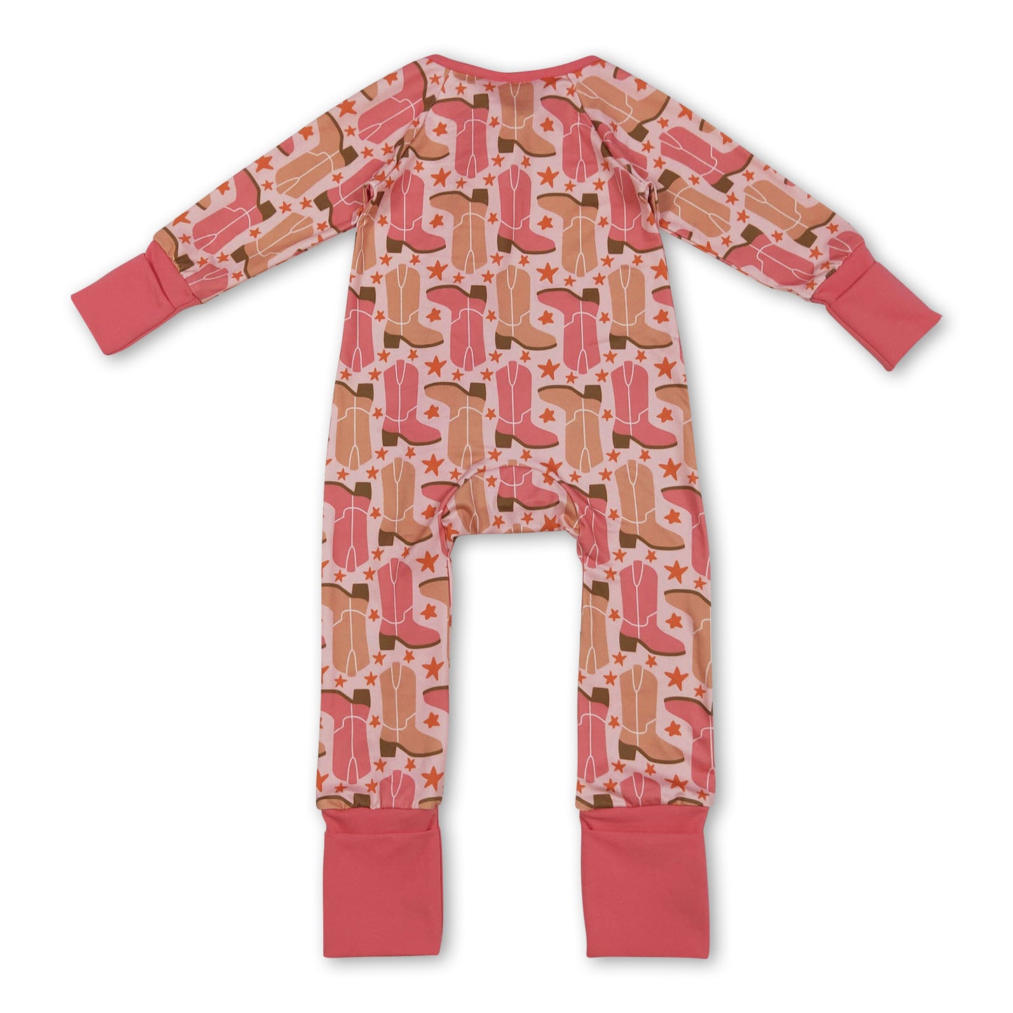 long sleeves western boots stars baby romper