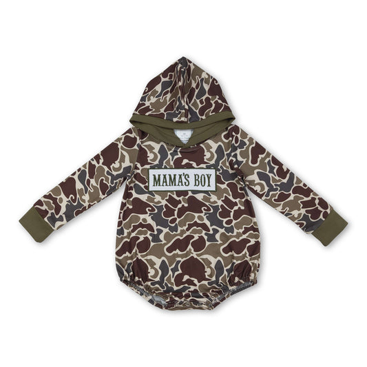 Long sleeves Mama's boy dark camo baby hoodied romper