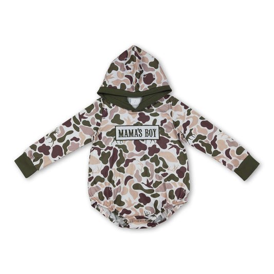 Mama's boy duck deer dog camo baby hoodied romper