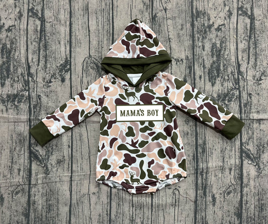 Mama's boy duck deer dog camo baby hoodied romper