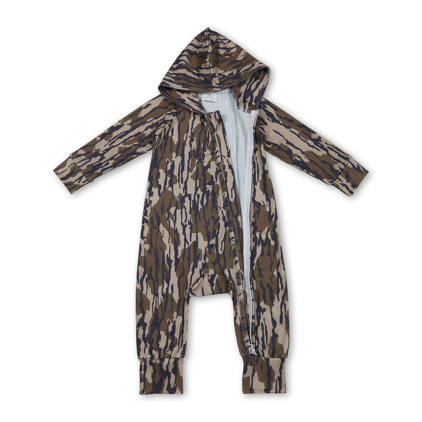 Long sleeves olive camo baby kids hooded zipper romper