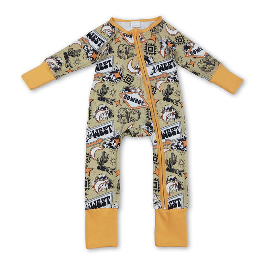 Long sleeves wild west cactus baby kids zipper romper