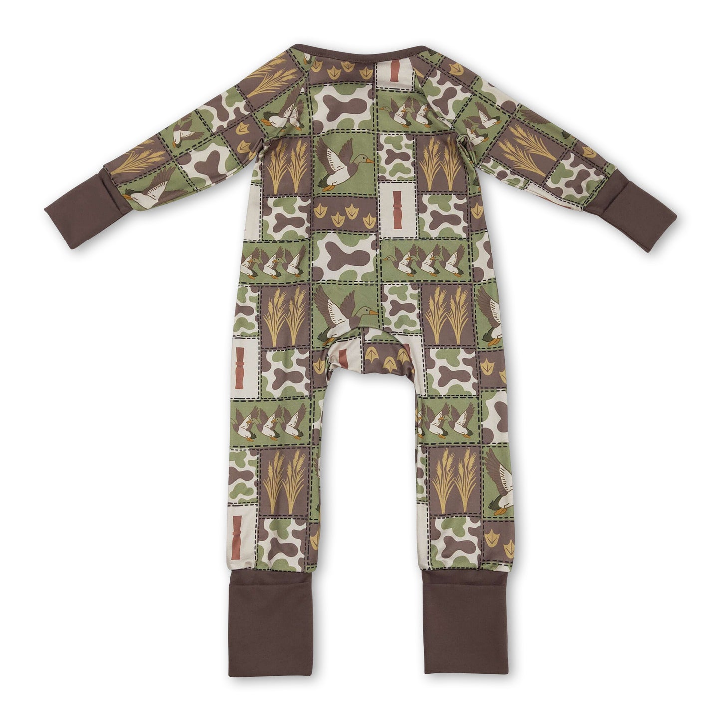 Long sleeves duck camo baby kids zipper romper