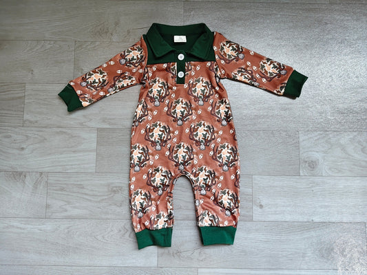 Long sleeves camo deer baby boys hunting romper