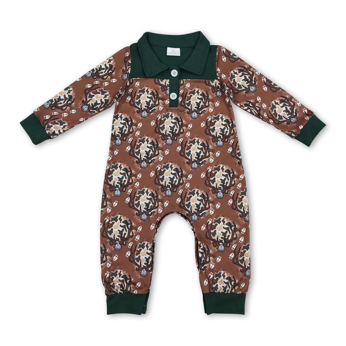 Long sleeves camo deer baby boys hunting romper
