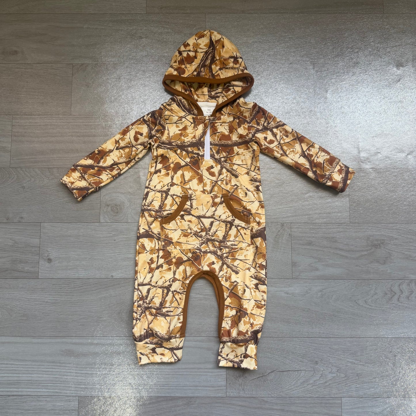 Long sleeves camo baby boys fall hooded romper